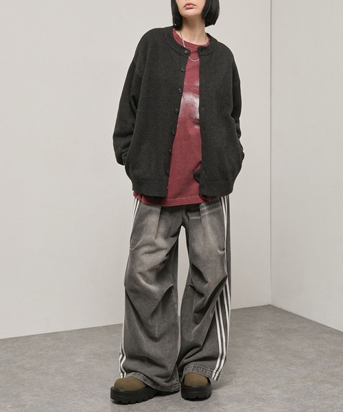 Alfred Alex（アルフレッドアレックス）の「【Alfred Alex】Mix Yarn Knit Cardigan / オーバーサイズ ミックスヤーン クルーネック ニットカーディガン（カーディガン/ボレロ・メンズ・チャコール/ブラウン系/レッド系/ブラック系/スミクロ・L/M）」の17枚目の写真