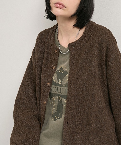 Alfred Alex（アルフレッドアレックス）の「【Alfred Alex】Mix Yarn Knit Cardigan / オーバーサイズ ミックスヤーン クルーネック ニットカーディガン（カーディガン/ボレロ・メンズ・チャコール/ブラウン系/レッド系/ブラック系/スミクロ・L/M）」の22枚目の写真