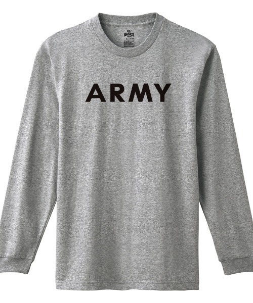 Ol' Basics（オールベーシックス）の「Ol' Basics（オール・ベーシックス） 長袖Tシャツ ARMY アーミー ミリタリー ロゴ プリント 袖リブ ロンT ロングTシャツ トップス カットソー メンズ ユニセックス（Tシャツ/カットソー・メンズ・アーミー/ヘザーグレー/ブラック/ホワイト・M/L/XL）」の4枚目の写真