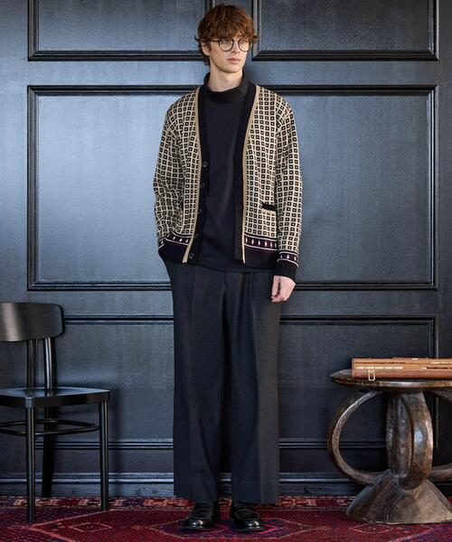 TAKEO KIKUCHI(タケオキクチ)の「【BOWLER HAT LABEL】ジオメトリック柄カーディガン(カーディガン/ボレロ・メンズ・ブラック系4・04/03/02)」の5枚目の写真