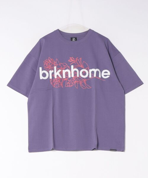 brknhome（ブロークンホーム）の「【brknhome/ブロークンホーム】 【フラワー部分は発泡プリントで立体的に表現】発泡プリントロゴ オーバーサイズTシャツ ブランドロゴ シンプル ストリート カジュアル ユニセックス（Tシャツ/カットソー・メンズ・ホワイト/ブラック/パープル・MEDIUM/LARGE）」の3枚目の写真