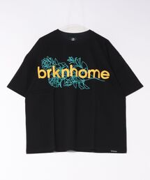 【brknhome/ブロークンホーム】 【フラワー部分は発泡プリントで立体的に表現】発泡プリントロゴ オーバーサイズTシャツ ブランドロゴ シンプル ストリート カジュアル ユニセックス