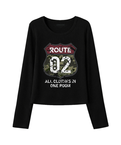 IZROOM(イズルーム)の「ルート02 スリムフィット ロングスリーブ (ブラック)(Tシャツ/カットソー・レディース・その他・FREE)」の2枚目の写真