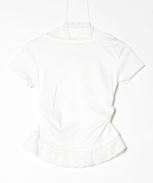 Dream garden(ドリームガーデン)の「韓国ファッション 襟裾レース切り替え半袖Tシャツ(Tシャツ/カットソー・レディース・ブルー/ホワイト・S/M/L/XL)」の3枚目の写真