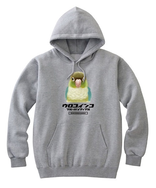 Moftique(モフティック)の「Moftique(モフティック) プルパーカー スウェット 裏毛 ウロコインコ ブルーパイナップル 鳥 ペット アニマル プリント トップス メンズ ユニセックス(パーカー・メンズ・ホワイト/ヘザーグレー/ブラック・M/L/XL)」の3枚目の写真