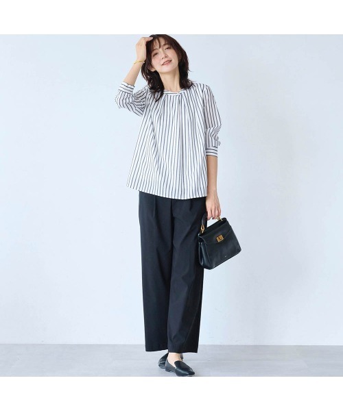 StyleNote(スタイルノート)の「綿素材の裏カットソー付きタックブラウス(シャツ/ブラウス・レディース・ネイビー/オフホワイト/アイボリー系/ホワイト系その他・L/M/S)」の17枚目の写真
