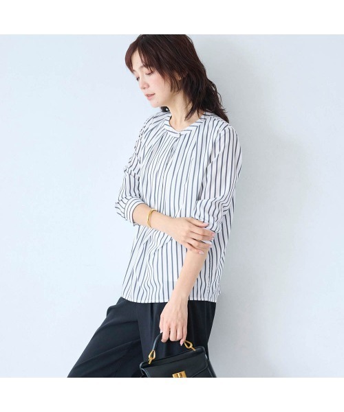 StyleNote(スタイルノート)の「綿素材の裏カットソー付きタックブラウス(シャツ/ブラウス・レディース・ネイビー/オフホワイト/アイボリー系/ホワイト系その他・L/M/S)」の18枚目の写真