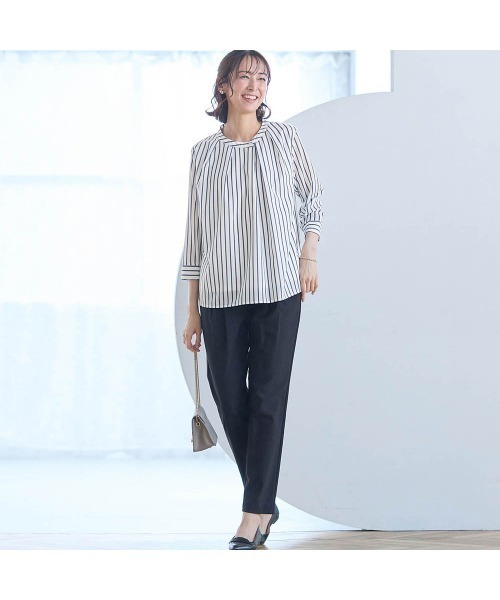 StyleNote(スタイルノート)の「綿素材の裏カットソー付きタックブラウス(シャツ/ブラウス・レディース・ネイビー/オフホワイト/アイボリー系/ホワイト系その他・L/M/S)」の22枚目の写真