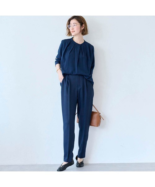 StyleNote(スタイルノート)の「綿素材の裏カットソー付きタックブラウス(シャツ/ブラウス・レディース・ネイビー/オフホワイト/アイボリー系/ホワイト系その他・L/M/S)」の12枚目の写真