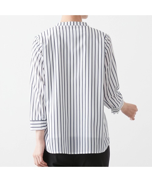 StyleNote(スタイルノート)の「綿素材の裏カットソー付きタックブラウス(シャツ/ブラウス・レディース・ネイビー/オフホワイト/アイボリー系/ホワイト系その他・L/M/S)」の15枚目の写真