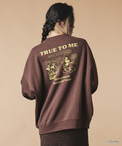 FREAK'S STORE(フリークスストア)の「限定展開 MICKEY 別注 ビックシルエット TRUEtoME スウェット(スウェット・メンズ・ブラウン/ピンク/チャコールグレー/グレー・SMALL/MEDIUM/LARGE)」の3枚目の写真