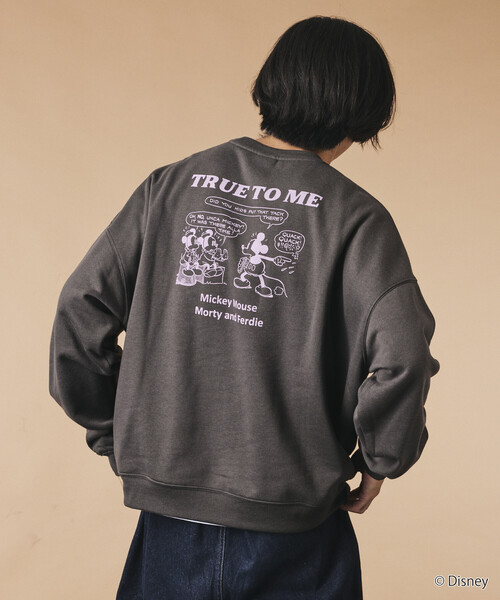 FREAK'S STORE(フリークスストア)の「限定展開 MICKEY 別注 ビックシルエット TRUEtoME スウェット(スウェット・メンズ・ブラウン/ピンク/チャコールグレー/グレー・SMALL/MEDIUM/LARGE)」の2枚目の写真