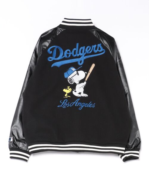 PEANUTS(ピーナッツ)の「【PEANUTS/ピーナッツ】【ユニセックスデザイン リンクコーデ・カップルコーデにも◎】MLB×PEANUTS スタジアムジャンパー スタジャン オーバーサイズ フェイクレザー ドジャース ヤンキース パドレス(スタジャン・メンズ・グレー系その他3/ブラック系その他/ブラック系その他2・MEDIUM/LARGE/X-LARGE)」の4枚目の写真