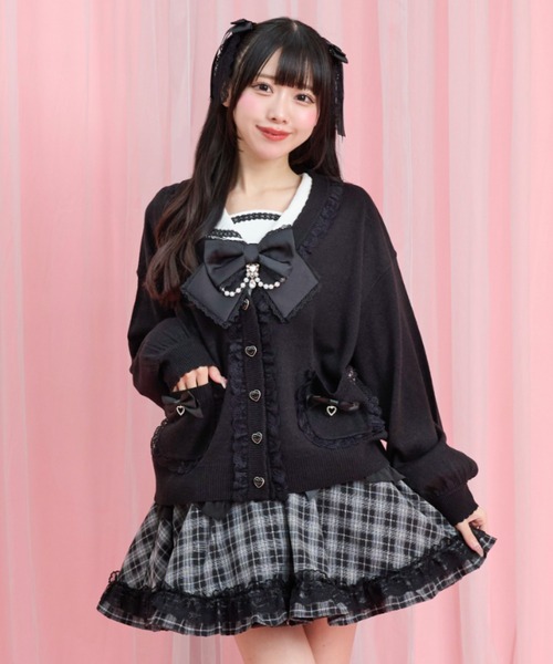 Secret Honey(シークレットハニー)の「レースフリル付カーディガン(カーディガン/ボレロ・レディース・ブラック/オフホワイト/ワインレッド・FREE)」の2枚目の写真