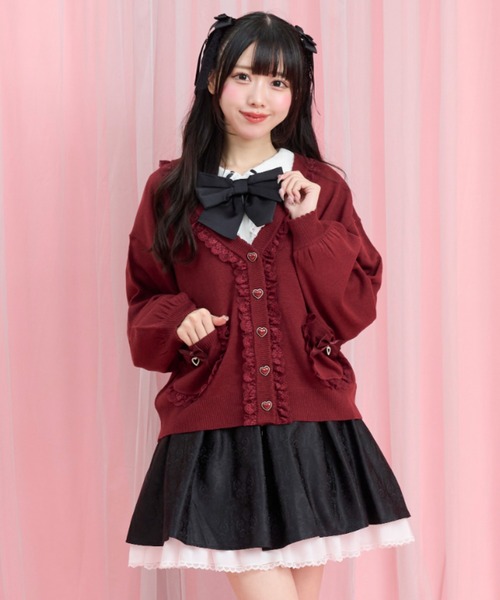 Secret Honey(シークレットハニー)の「レースフリル付カーディガン(カーディガン/ボレロ・レディース・ブラック/オフホワイト/ワインレッド・FREE)」の3枚目の写真