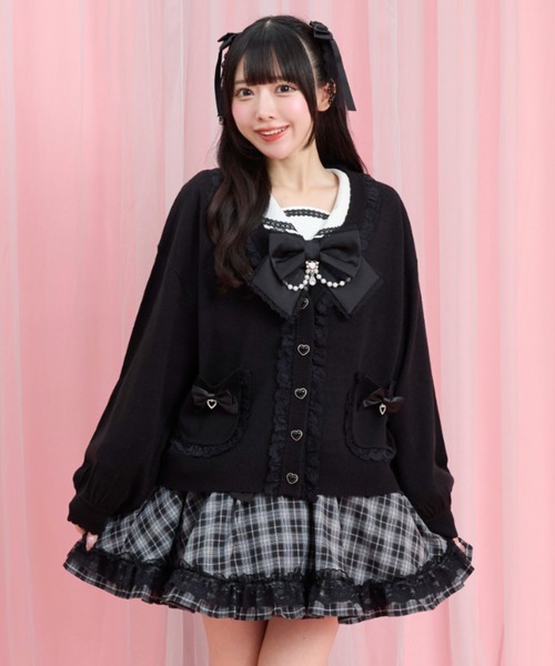 Secret Honey(シークレットハニー)の「レースフリル付カーディガン(カーディガン/ボレロ・レディース・ブラック/オフホワイト/ワインレッド・FREE)」の6枚目の写真