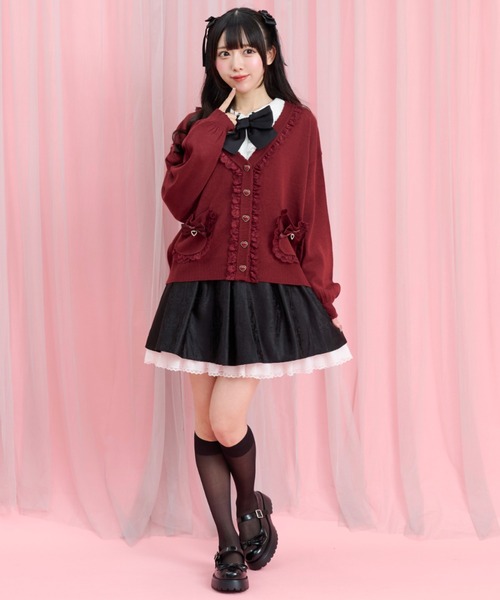 Secret Honey(シークレットハニー)の「レースフリル付カーディガン(カーディガン/ボレロ・レディース・ブラック/オフホワイト/ワインレッド・FREE)」の4枚目の写真