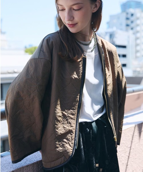 etre relie(エトレリー)の「東炊きフリースキルティングブルゾン(ブルゾン・レディース・ブラック/ベージュ・MEDIUM)」の1枚目の写真