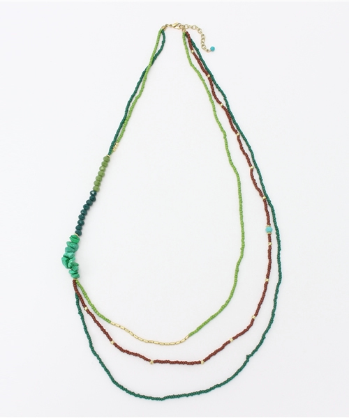 チャイハネ(チャイハネ)の「【チャイハネ】サリシュネックレス(ネックレス・レディース・グリーン/ターコイズブルー/グレー・FREE)」の2枚目の写真