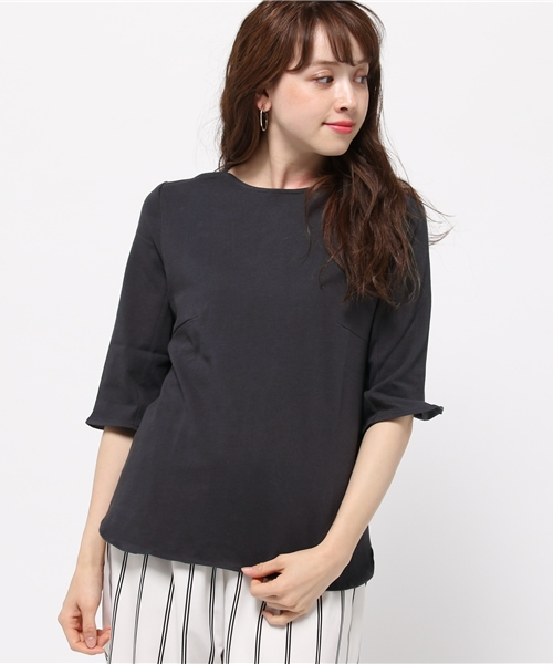 MOUSSY（マウジー）の「HALF ROUND SLEEVE TOPS（Tシャツ/カットソー・レディース・ピンク/ライトグレー/グリーン/ホワイト/ライトブラック・FREE）」の12枚目の写真