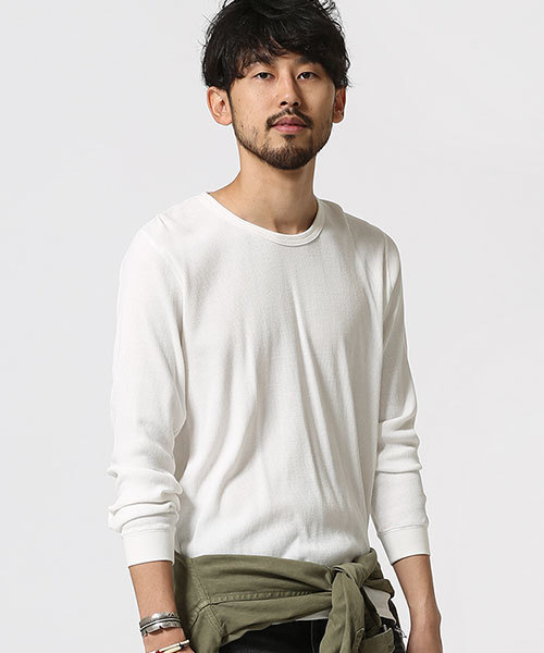 NANO universe（ナノユニバース）の「ワッフルTシャツ L/S（Tシャツ/カットソー・メンズ・ブラック/ホワイト/トップグレー/ネイビー・LARGE/X-LARGE/SMALL/MEDIUM）」の2枚目の写真