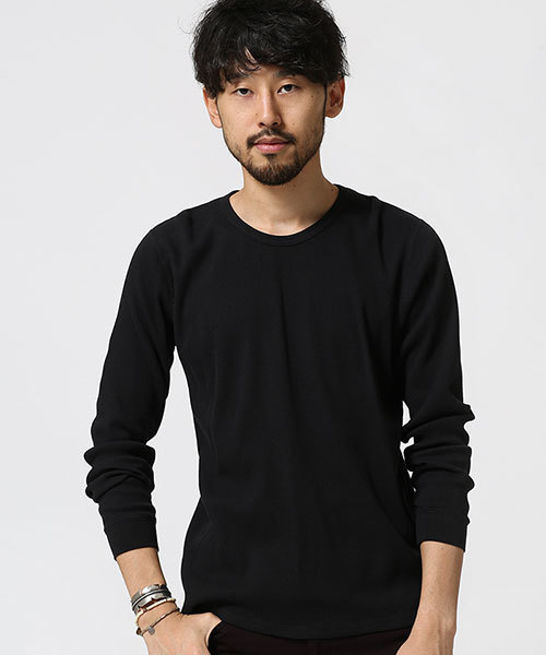 NANO universe（ナノユニバース）の「ワッフルTシャツ L/S（Tシャツ/カットソー・メンズ・ブラック/ホワイト/トップグレー/ネイビー・LARGE/X-LARGE/SMALL/MEDIUM）」の3枚目の写真