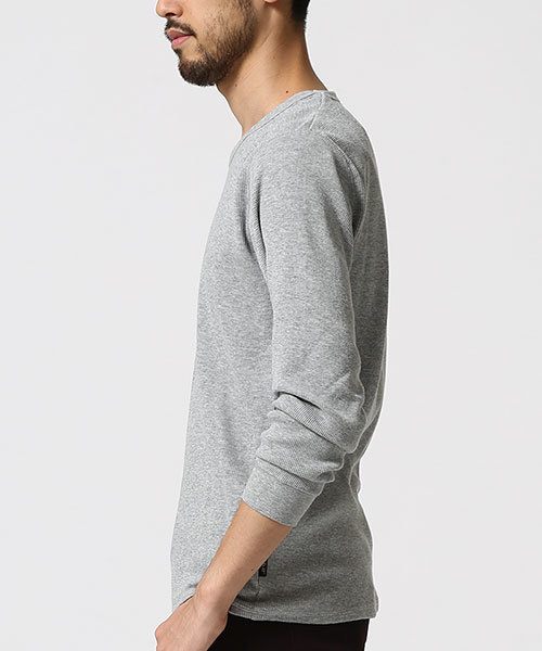 NANO universe（ナノユニバース）の「ワッフルTシャツ L/S（Tシャツ/カットソー・メンズ・ブラック/ホワイト/トップグレー/ネイビー・LARGE/X-LARGE/SMALL/MEDIUM）」の5枚目の写真