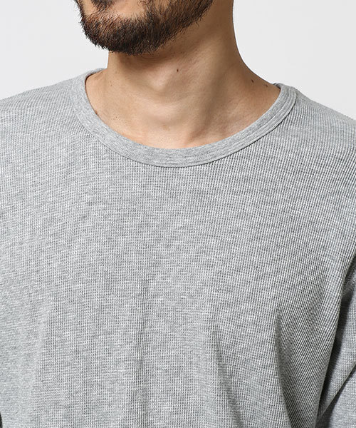 NANO universe（ナノユニバース）の「ワッフルTシャツ L/S（Tシャツ/カットソー・メンズ・ブラック/ホワイト/トップグレー/ネイビー・LARGE/X-LARGE/SMALL/MEDIUM）」の8枚目の写真