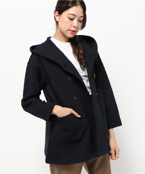 LBC（エルビーシー）の「中綿キルティングフードダブルコート（その他アウター・レディース・ネイビー/チャコールグレー/オリーブ/ブラウン・MEDIUM）」の4枚目の写真