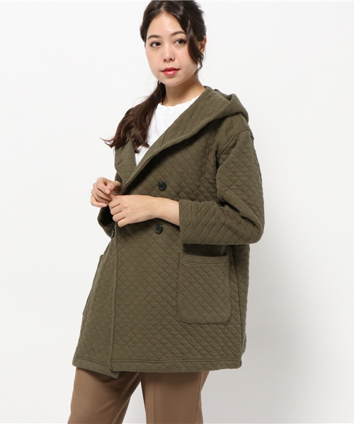 LBC（エルビーシー）の「中綿キルティングフードダブルコート（その他アウター・レディース・ネイビー/チャコールグレー/オリーブ/ブラウン・MEDIUM）」の3枚目の写真