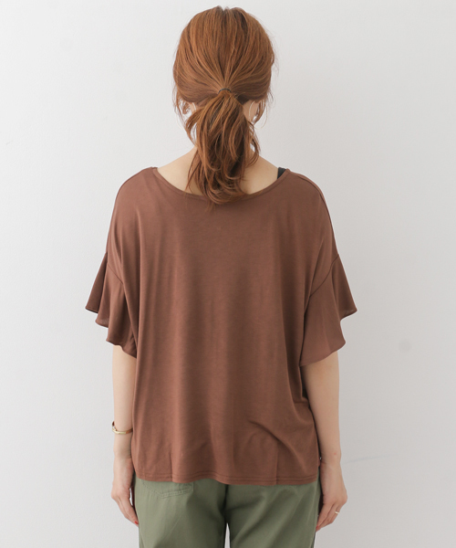 URBAN RESEARCH DOORS（アーバンリサーチドアーズ）の「DOORS フリルスリーブワイドプルオーバー（Tシャツ/カットソー・レディース・ネイビー/ホワイト/ブラウン/グレー・ONE）」の16枚目の写真