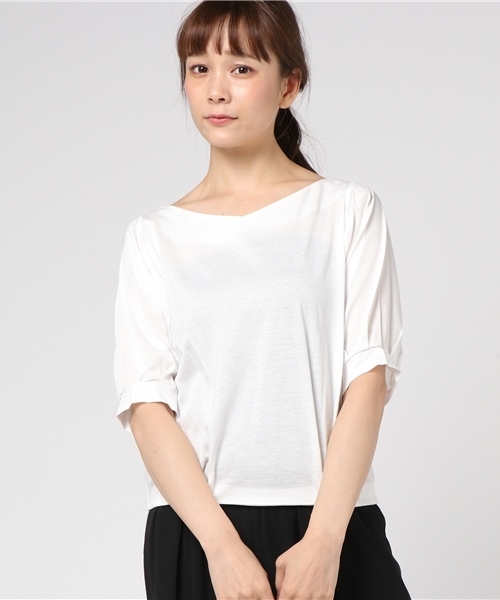 12Twelve Agenda（トゥエルブ　アジェンダ）の「Vネック袖ボリュームカットソー（Tシャツ/カットソー・レディース・ネイビー/オフホワイト/サックスブルー/ラベンダー・M）」の2枚目の写真