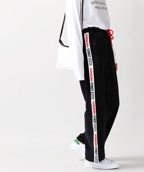 VISION STREET WEAR(ヴィジョンストリートウェア)の「∴WEGO/VISION別注ベロアラインパンツ(スウェットパンツ・レディース・レッド/イエロー・FREE)」の6枚目の写真
