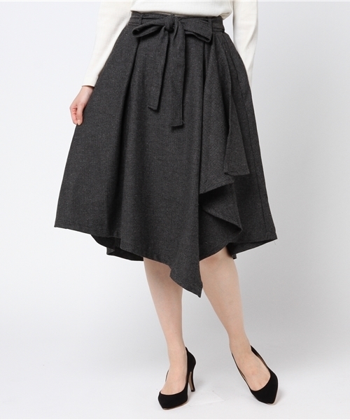 MERLOT（メルロー）の「ヘリンボーンアシメタックフレアスカート660-7527（スカート・レディース・ホワイト/ブラウン/チャコールグレー・FREE）」の12枚目の写真