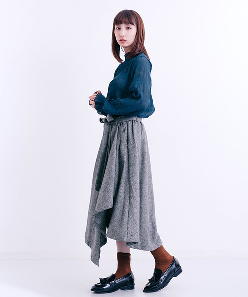 MERLOT（メルロー）の「ヘリンボーンアシメタックフレアスカート660-7527（スカート・レディース・ホワイト/ブラウン/チャコールグレー・FREE）」の15枚目の写真