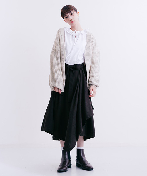 MERLOT（メルロー）の「ヘリンボーンアシメタックフレアスカート660-7527（スカート・レディース・ホワイト/ブラウン/チャコールグレー・FREE）」の18枚目の写真