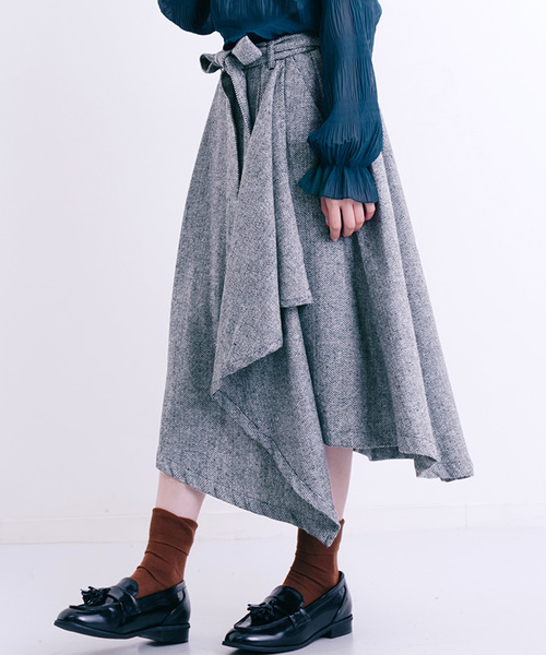 MERLOT（メルロー）の「ヘリンボーンアシメタックフレアスカート660-7527（スカート・レディース・ホワイト/ブラウン/チャコールグレー・FREE）」の20枚目の写真