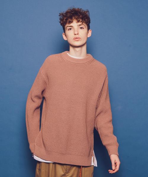 MONKEY TIME(モンキータイム)の「<monkey time> PE AZE SIDE ZIP CN/ニット ◆(ニット/セーター・メンズ・ブラック/グレー/マスタード/ライトピンク・X-LARGE/LARGE/MEDIUM/SMALL)」の4枚目の写真