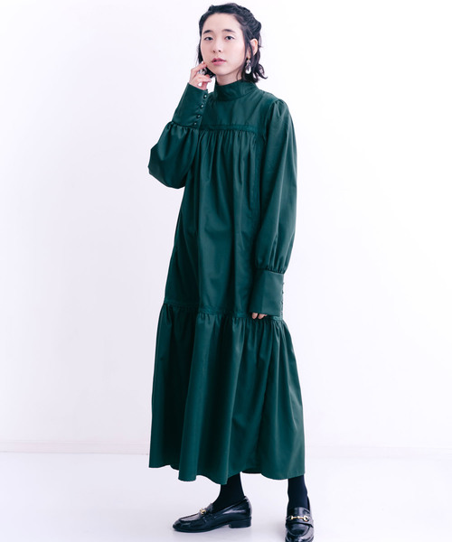 merlot plus（メルロープリュス）の「ボトルネックレーステープワンピース7273（ドレス・レディース・ブラック/ベージュ/グリーン・FREE）」の3枚目の写真