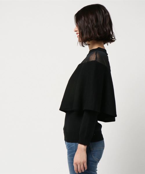 ANGLOBAL SHOP(アングローバルショップ)の「FORDMILLS / ドットシフォンケーププルオーバー(ニット/セーター・レディース・ブラック/キャメル・MEDIUM)」の3枚目の写真