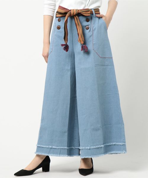 チャイハネ（チャイハネ）の「【チャイハネ】カットオフデニムワイドパンツ（その他パンツ・レディース・ダークブルー/ライトブルー・FREE）」の8枚目の写真