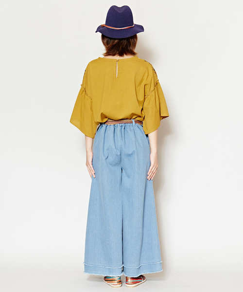 チャイハネ（チャイハネ）の「【チャイハネ】カットオフデニムワイドパンツ（その他パンツ・レディース・ダークブルー/ライトブルー・FREE）」の7枚目の写真