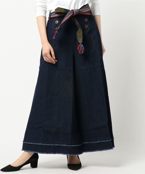 チャイハネ（チャイハネ）の「【チャイハネ】カットオフデニムワイドパンツ（その他パンツ・レディース・ダークブルー/ライトブルー・FREE）」の6枚目の写真