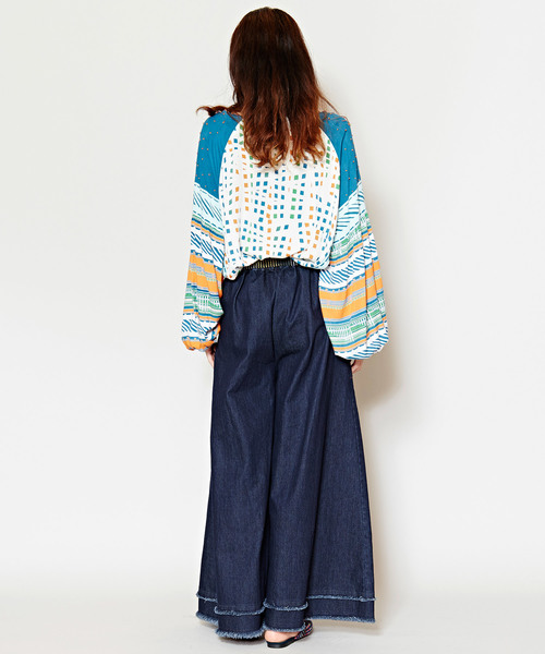 チャイハネ（チャイハネ）の「【チャイハネ】カットオフデニムワイドパンツ（その他パンツ・レディース・ダークブルー/ライトブルー・FREE）」の11枚目の写真