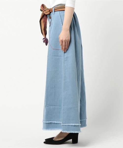 チャイハネ（チャイハネ）の「【チャイハネ】カットオフデニムワイドパンツ（その他パンツ・レディース・ダークブルー/ライトブルー・FREE）」の9枚目の写真