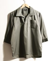 T/Cブロード7分袖スキッパーオープンカラーシャツ【開襟シャツ】