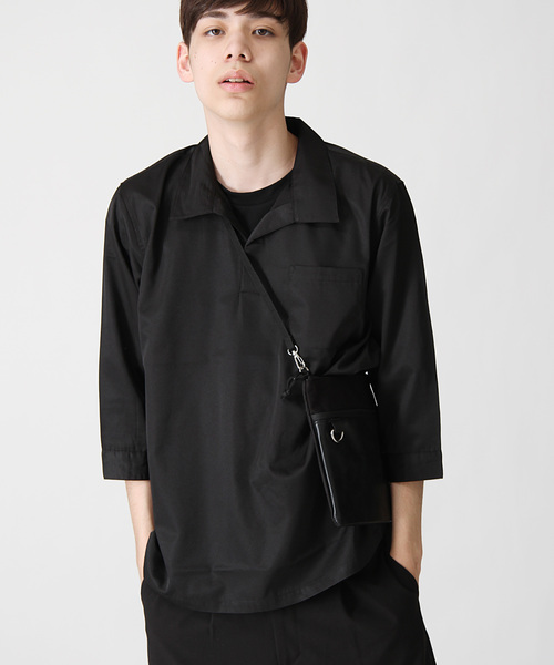 ZIP FIVE(ジップファイブ)の「T/Cブロード7分袖スキッパーオープンカラーシャツ【開襟シャツ】(シャツ/ブラウス・メンズ・パープル/ブラック/ブラック系その他/グリーン/ネイビー/ブルー系その他/グレー/ベージュ/グリーン系その他/ホワイト系その他・X-LARGE/LARGE/MEDIUM)」の11枚目の写真