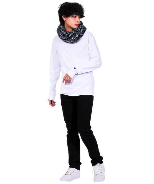 ８(eight)（エイト）の「MIXニット ケーブルニット スヌード ネックウォーマー（ネックウォーマー/スヌード・メンズ・ブラック/グレー・FREE）」の10枚目の写真