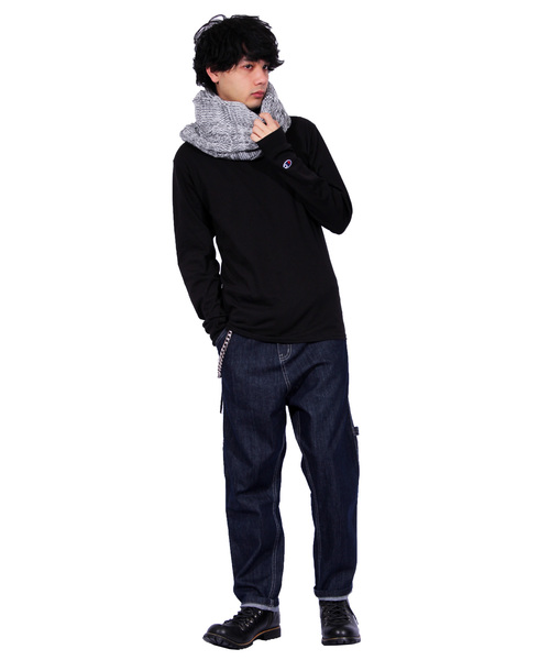 ８(eight)（エイト）の「MIXニット ケーブルニット スヌード ネックウォーマー（ネックウォーマー/スヌード・メンズ・ブラック/グレー・FREE）」の9枚目の写真