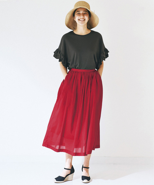 avecmoi（アヴェクモワ）の「ａｖｅｃｍｏｉ　ギャザースカート＜レッド＞（スカート・レディース・ピンク・SMALL/MEDIUM/LARGE/X-LARGE）」の9枚目の写真